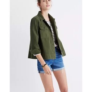 Madewell Northward Cropped Army Jacket Green